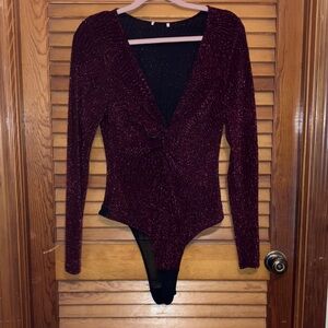 Sparkling Burgundy Long Sleeve Bodysuit